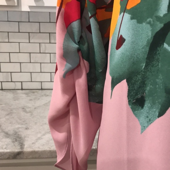 J Jill Christian Siriano Top Womens XS Pink Floral Boho Shirt Blouse Artsy - Picture 2 of 9